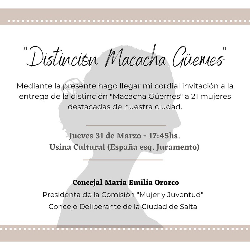 Este jueves se realiza la entrega de Reconocimientos  a Mujeres Destacadas “Macacha Güemes” 2022